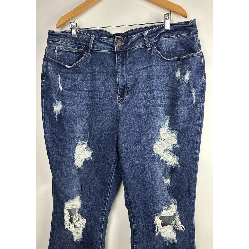 Judy Blue High Rise Destroyed Distressed Boyfriend Jeans Women's Plus Size 22W - Picture 3 of 11